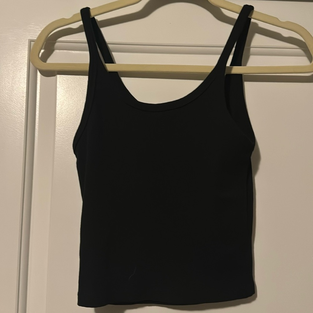 Black, stretchy, ribbed, scoopneck tank